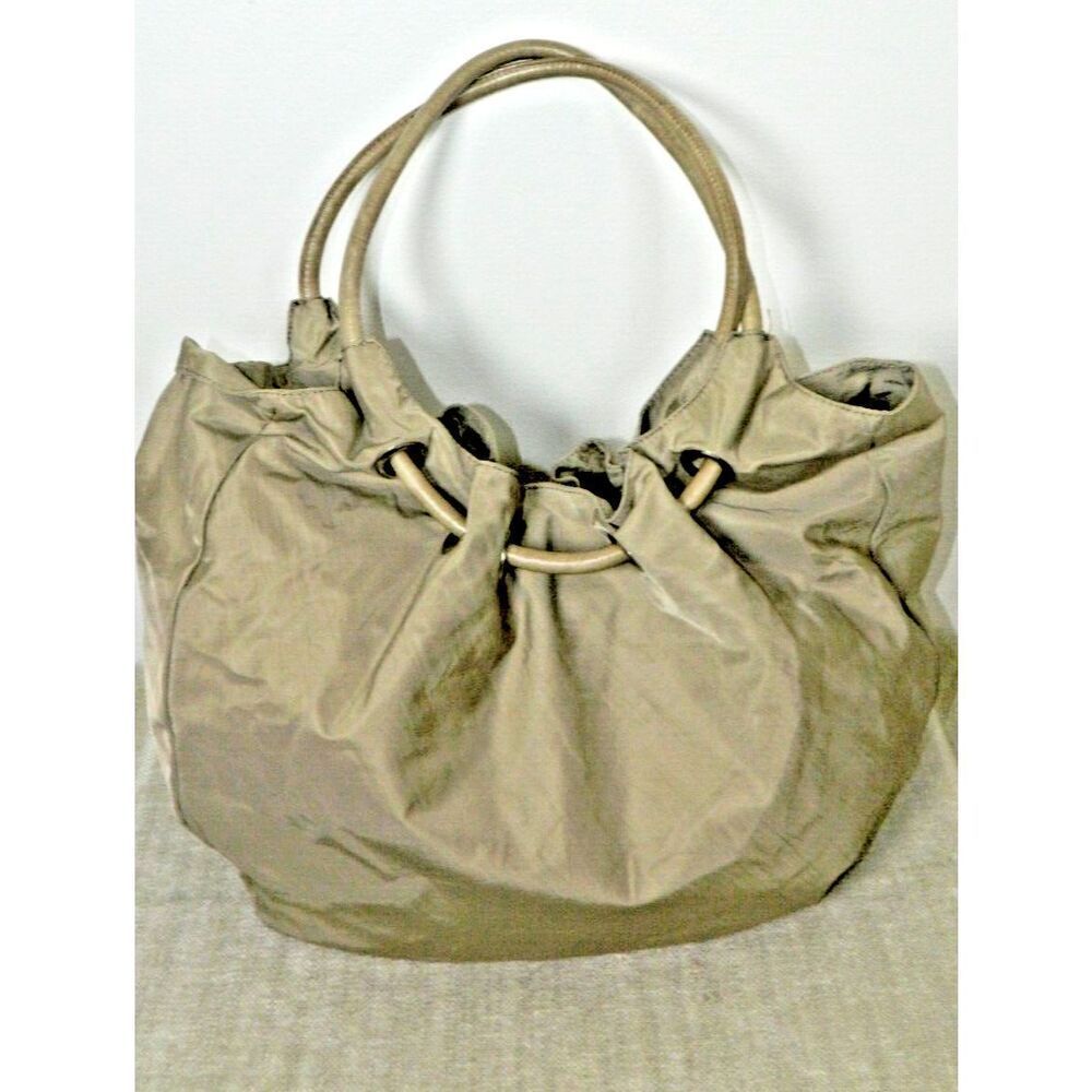 Hobo International Hobo Shoulder Handbag Bag Nylon Leather Tan Beige